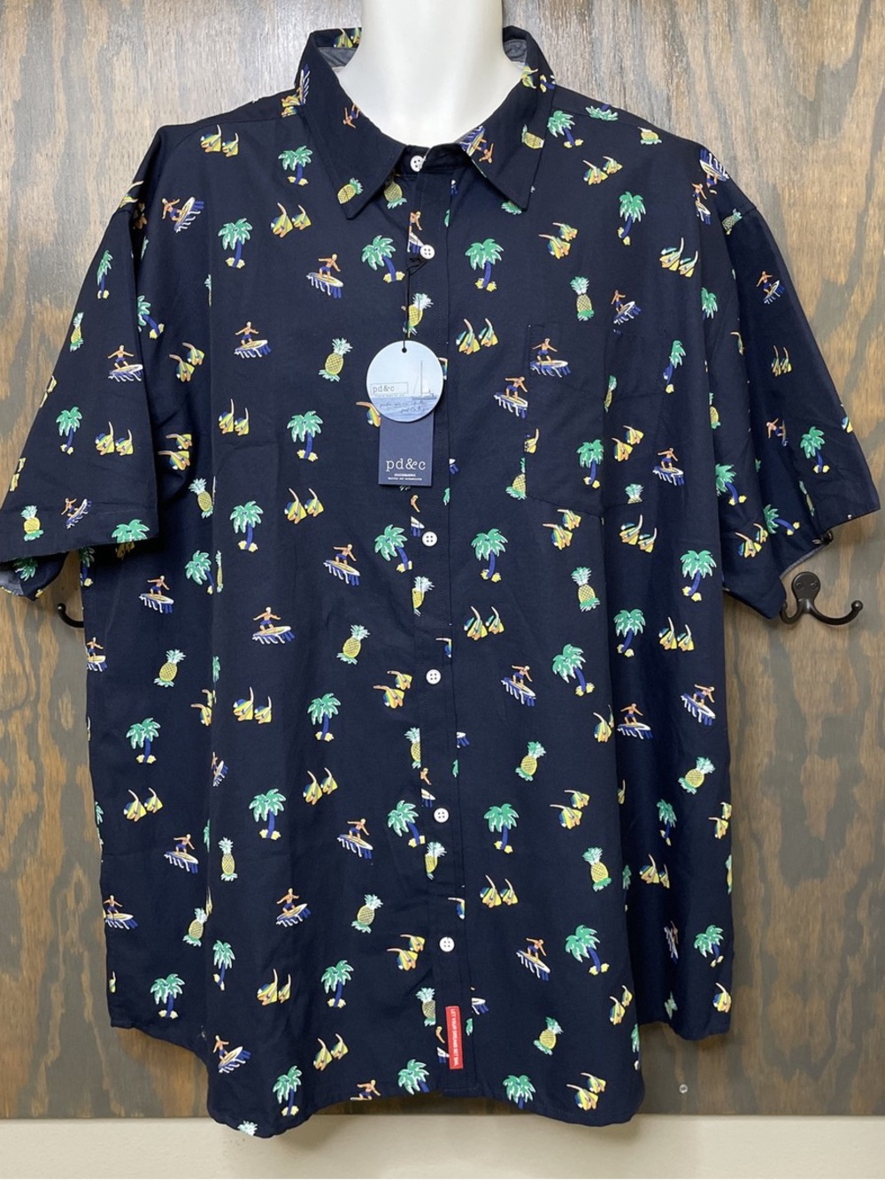 PD&C Navy Tropical Short-Sleeve Button-Up Shirt
